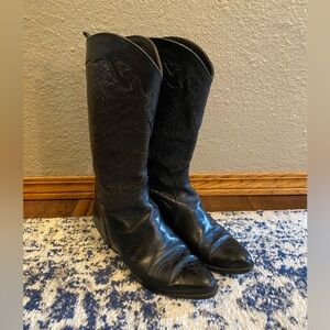 Joan & David Black Embossed Heeled Boots